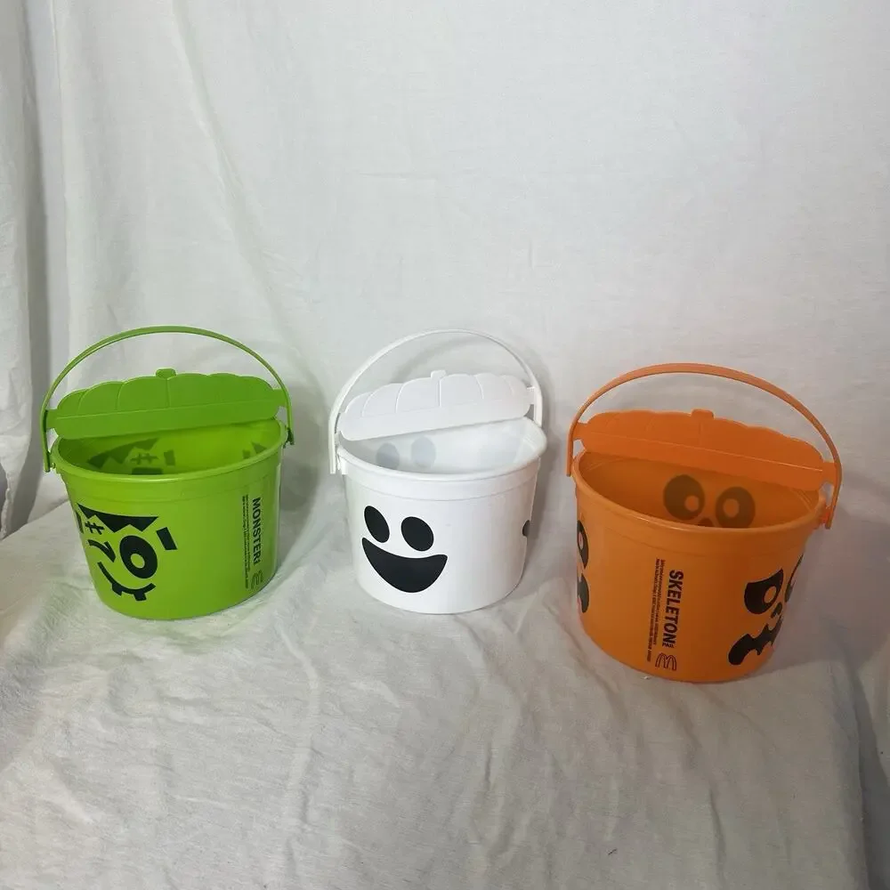 Vintage 1986 McDonald’s Halloween Pumpkin Pail + 3 Boo Buckets 2022 Lot of 4